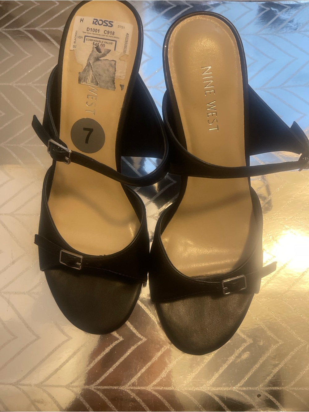 Nine West Black Strappy Open-Toe Heeled Sandals